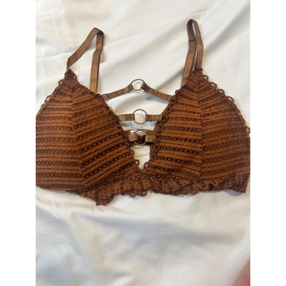 Tops - Brown Lace Strappy Ring Detail Bralette – Small